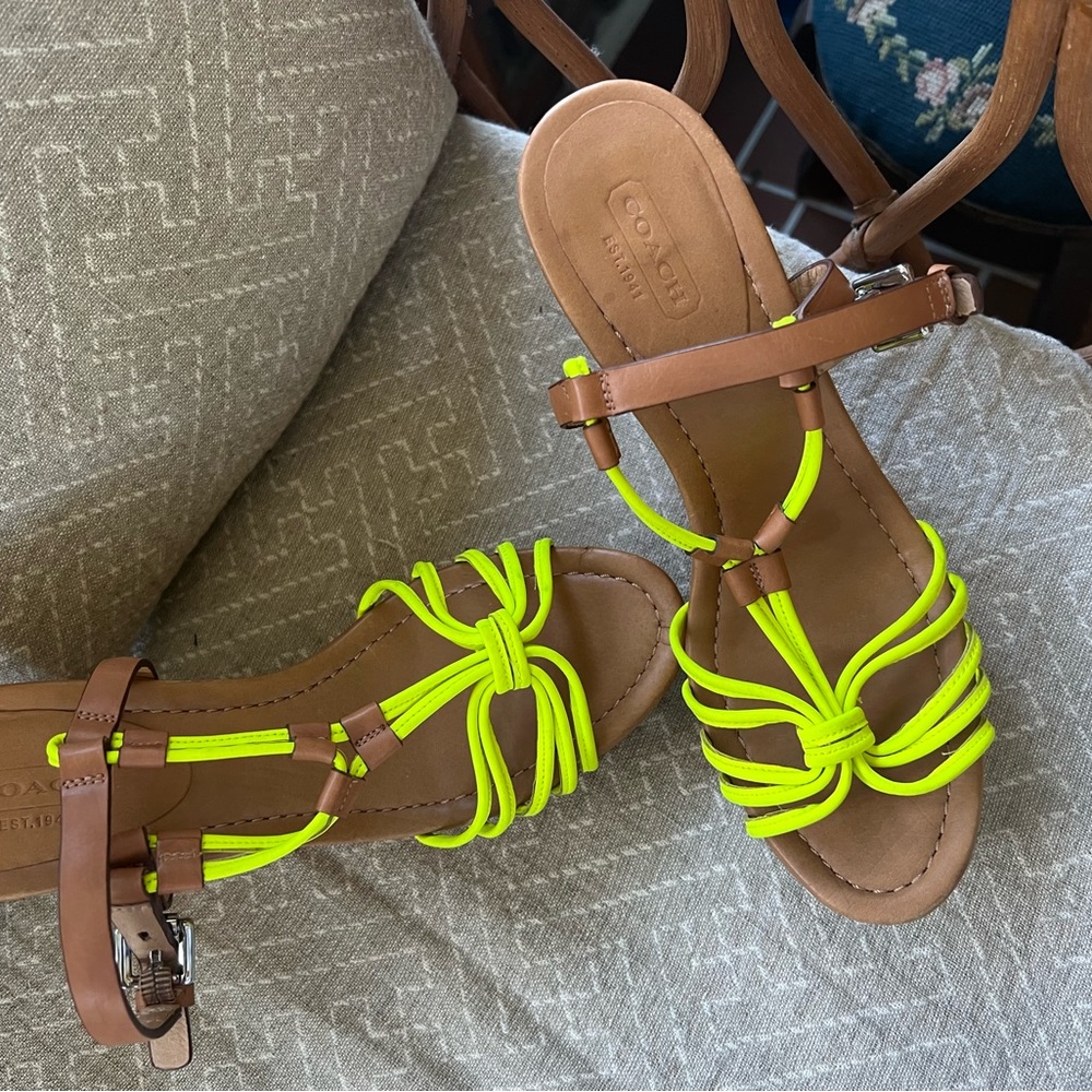 Coach Georgiana fluorescent yellow  wedges, size 7.5 Never Worn